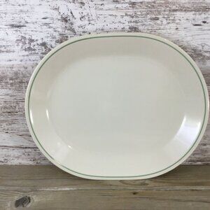 Corelle Summer Blossom 12 1/4" Serving Platter Beige With Green Trim